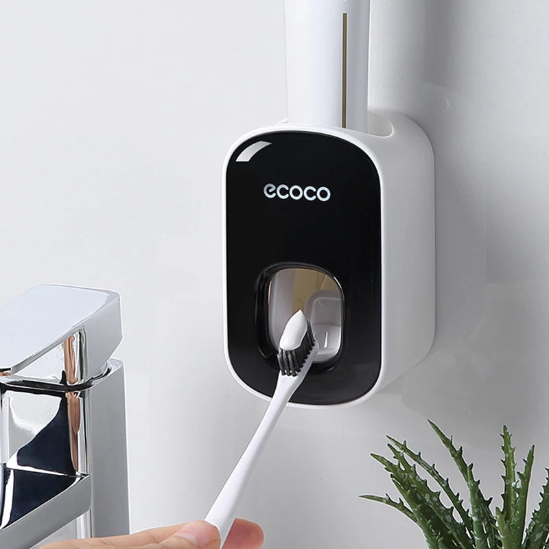Automatic Toothpaste Dispenser Toothpaste Tooth Dust-proof Toothbrush Holder Wall Mount Stand Bathroom Accessories Set