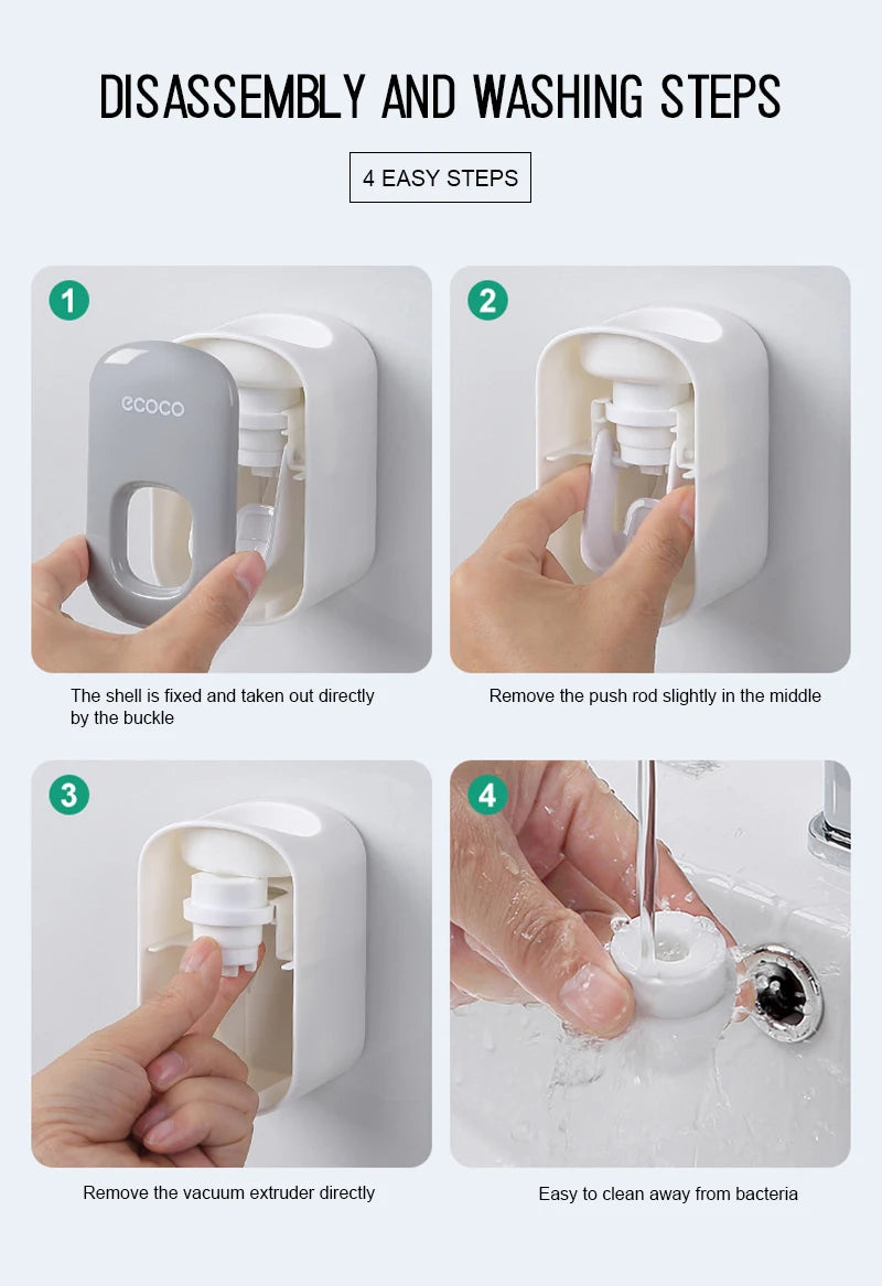 Automatic Toothpaste Dispenser Toothpaste Tooth Dust-proof Toothbrush Holder Wall Mount Stand Bathroom Accessories Set