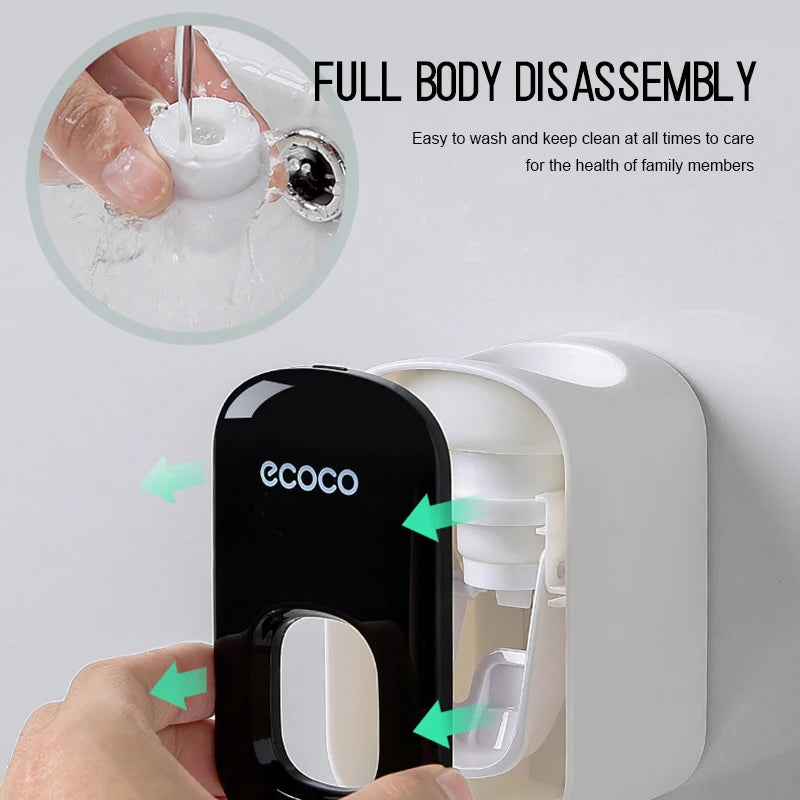 Automatic Toothpaste Dispenser Toothpaste Tooth Dust-proof Toothbrush Holder Wall Mount Stand Bathroom Accessories Set