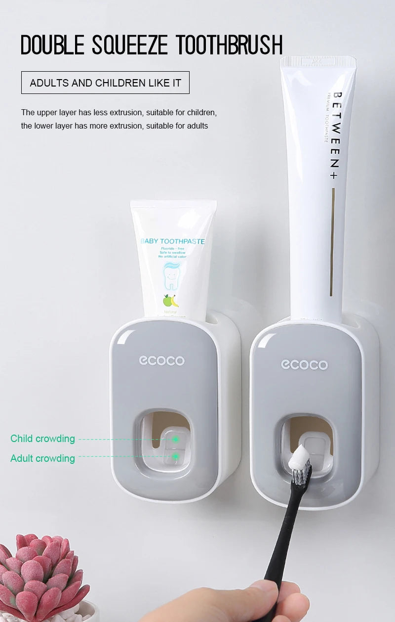 Automatic Toothpaste Dispenser Toothpaste Tooth Dust-proof Toothbrush Holder Wall Mount Stand Bathroom Accessories Set