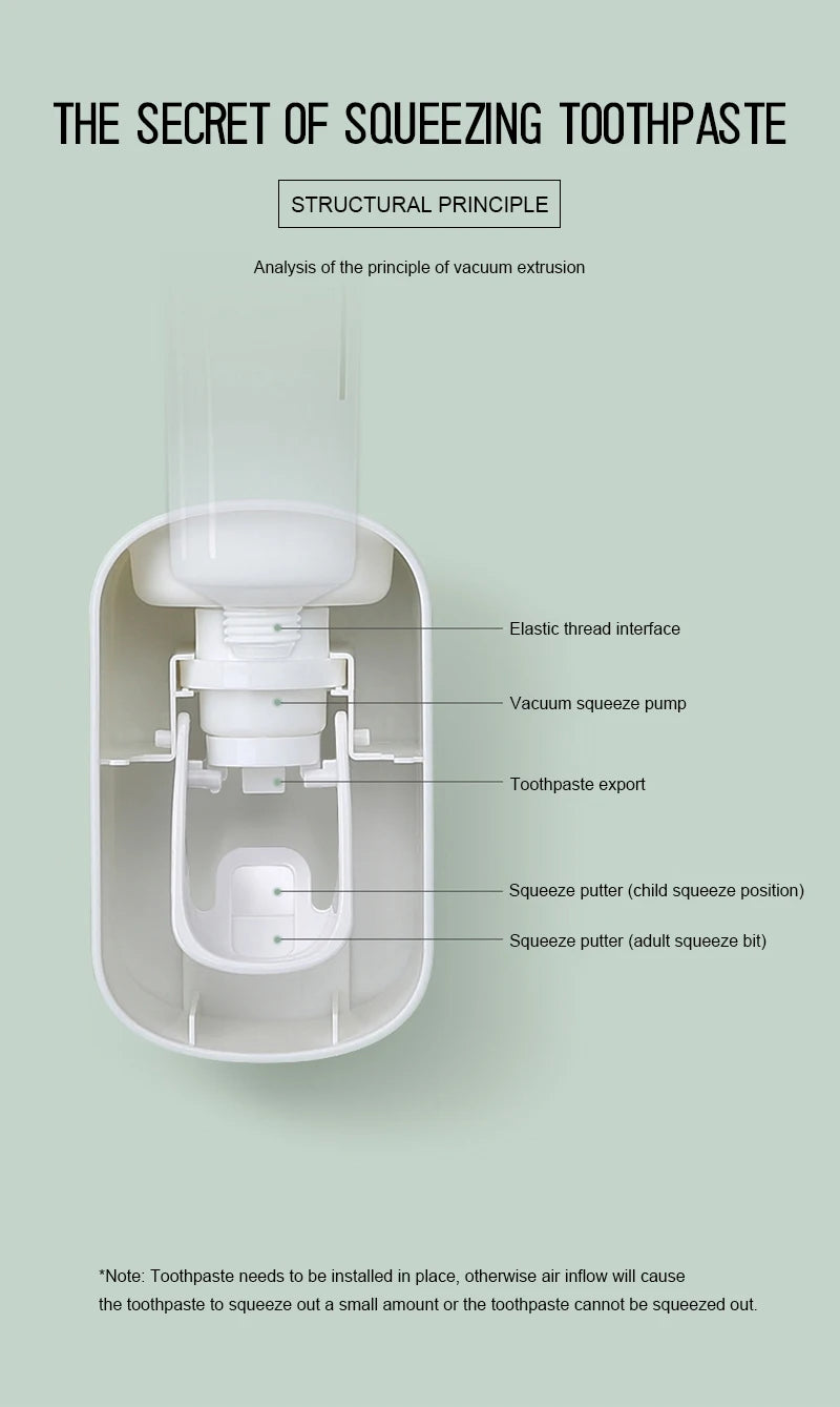 Automatic Toothpaste Dispenser Toothpaste Tooth Dust-proof Toothbrush Holder Wall Mount Stand Bathroom Accessories Set