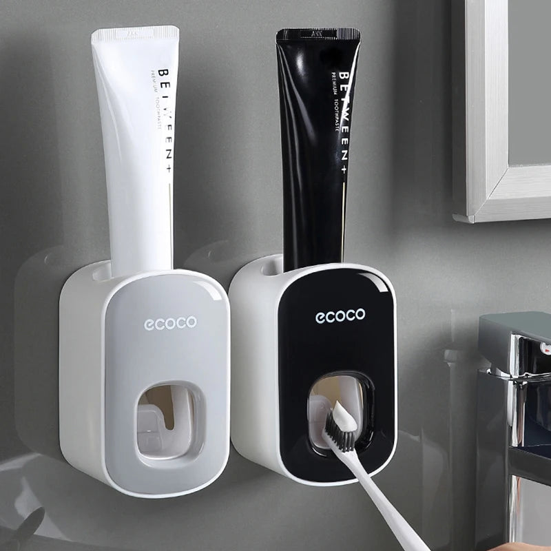 Automatic Toothpaste Dispenser Toothpaste Tooth Dust-proof Toothbrush Holder Wall Mount Stand Bathroom Accessories Set