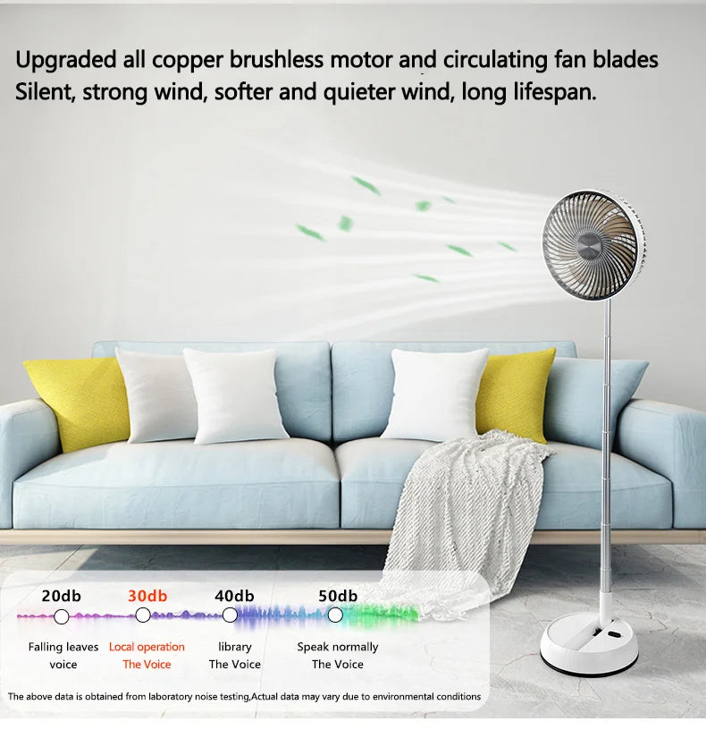 Portable Oscillating Standing Fan with Remote Controller Foldable