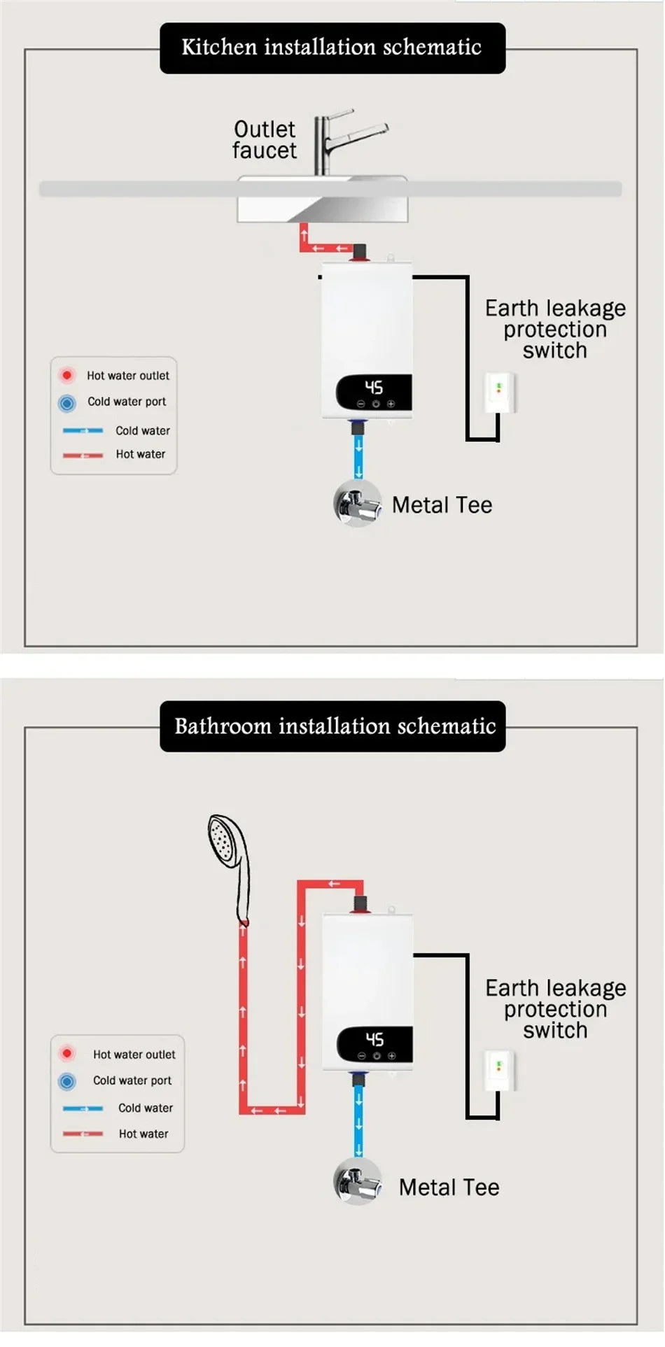 INSTANT Water Heater Portable Electric Heaters for Bathroom Hot Water Shower and Home Kitchen Heating