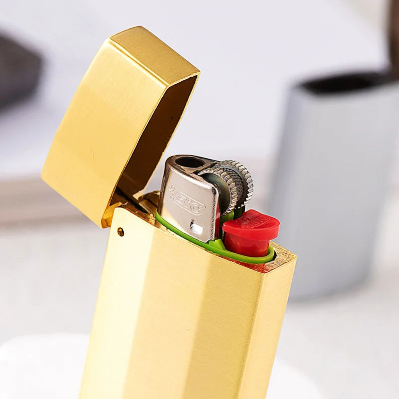 Metal Lighter Case Cover Holder Pouches for BIC Mini Size j5 Full j6 - Zinc Alloy Vintage Flip Case Protective Holder Accessory