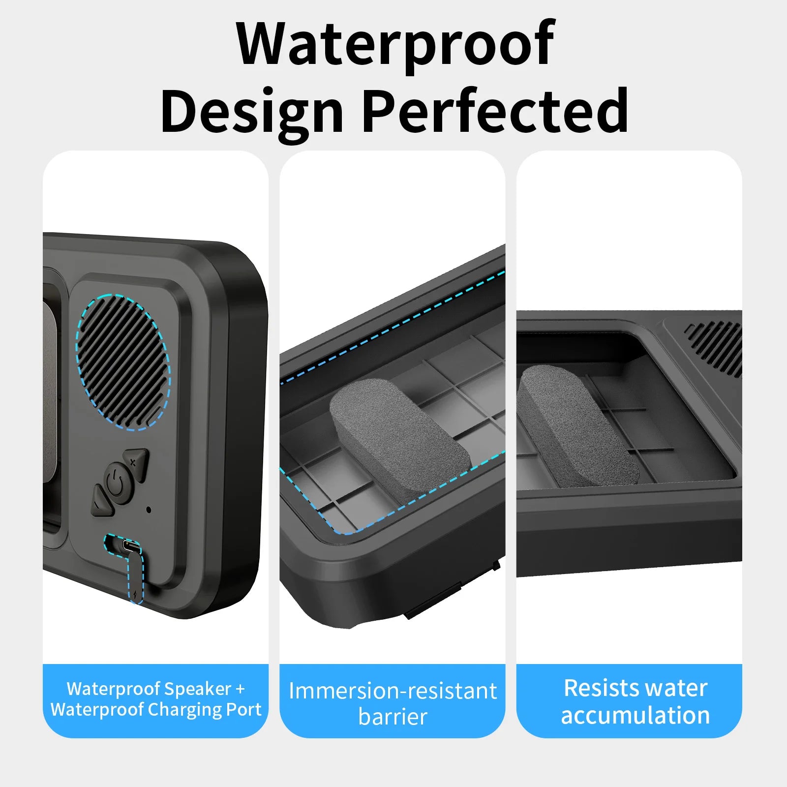Shower Phone Holder with Wireless Bluetooth Speaker Waterproof Shower Phone Case Wall Mounted Stand for Bathroom Mirror