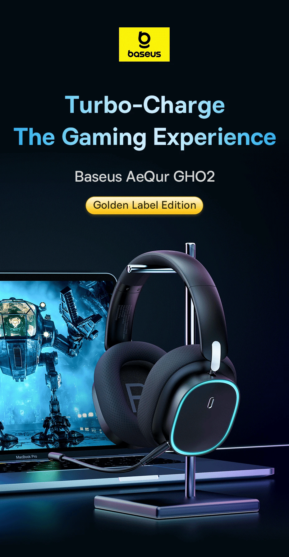 Gaming Wireless Headphone with Mic Over-Ear