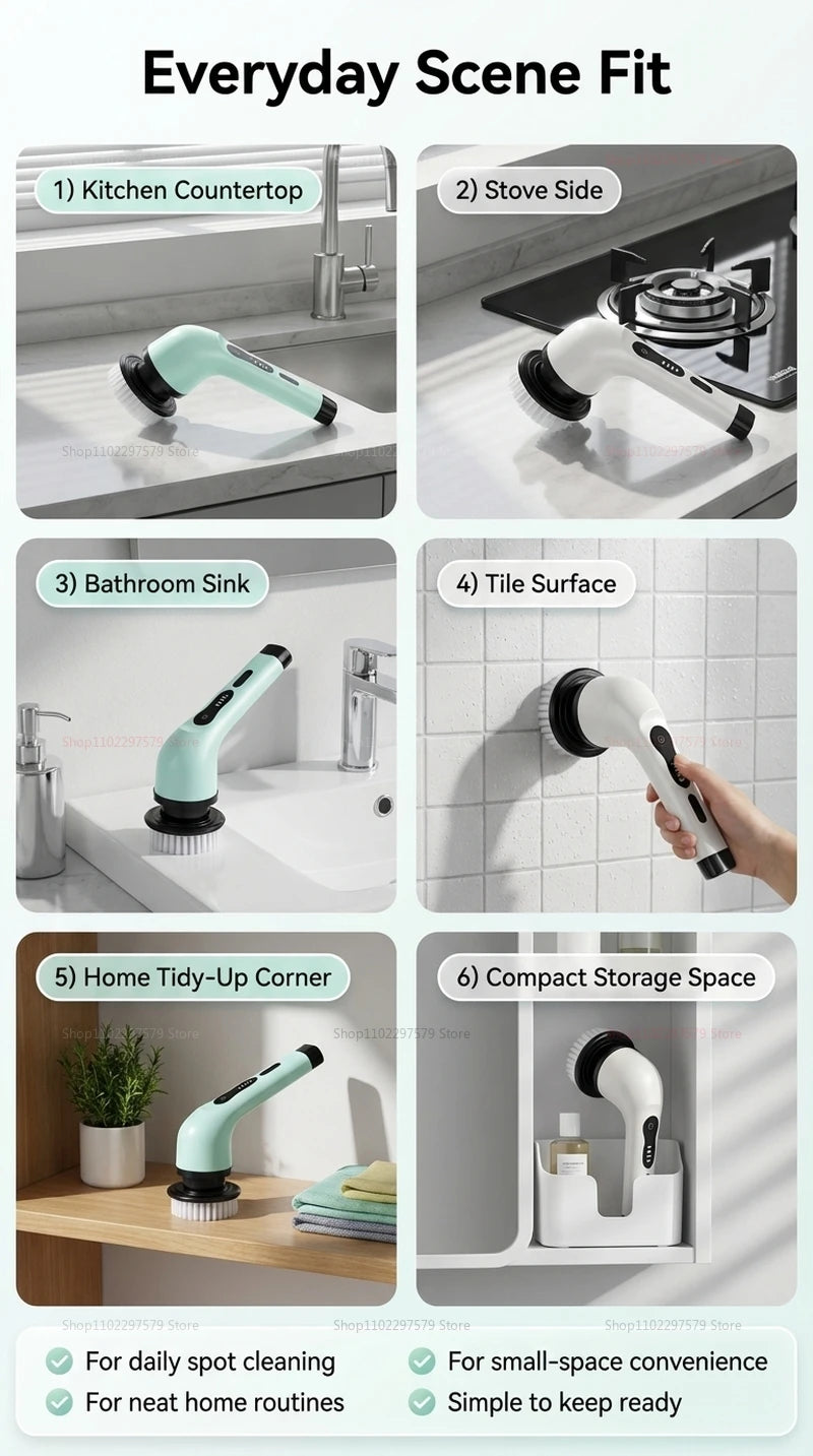 2026 Wireless Electric Cleaning Brush Multipurpose Rotating Cleaner for Bathroom Kitchen Windows Car Auto Household Dishwasher