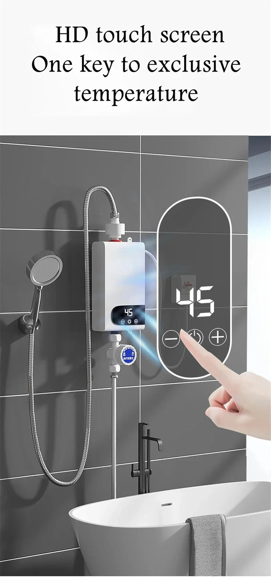 INSTANT Water Heater Portable Electric Heaters for Bathroom Hot Water Shower and Home Kitchen Heating