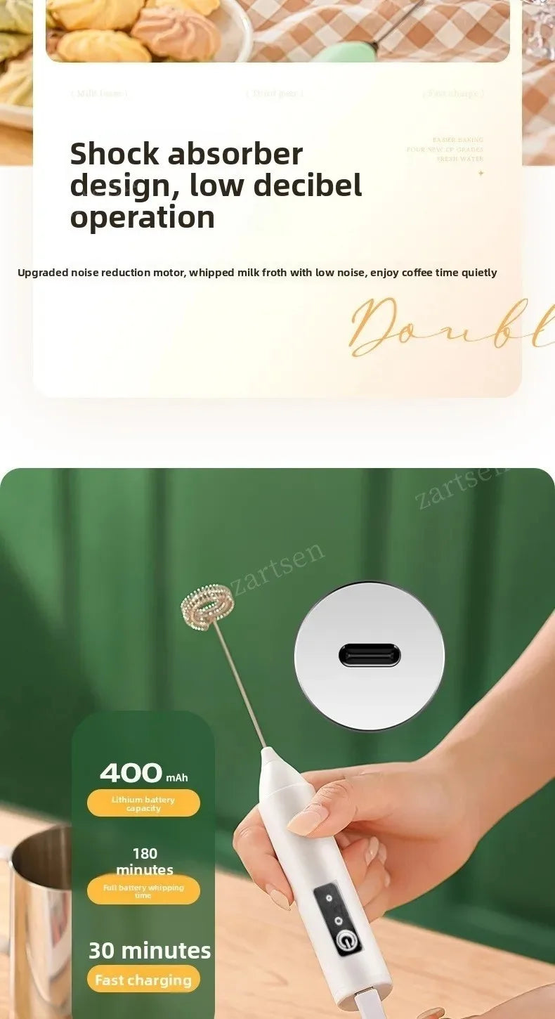 Wireless Milk Frother Electric Handheld Blender Stainless Steel Mini Coffee Maker Whisk Mixer For Coffee Cappuccino Cream