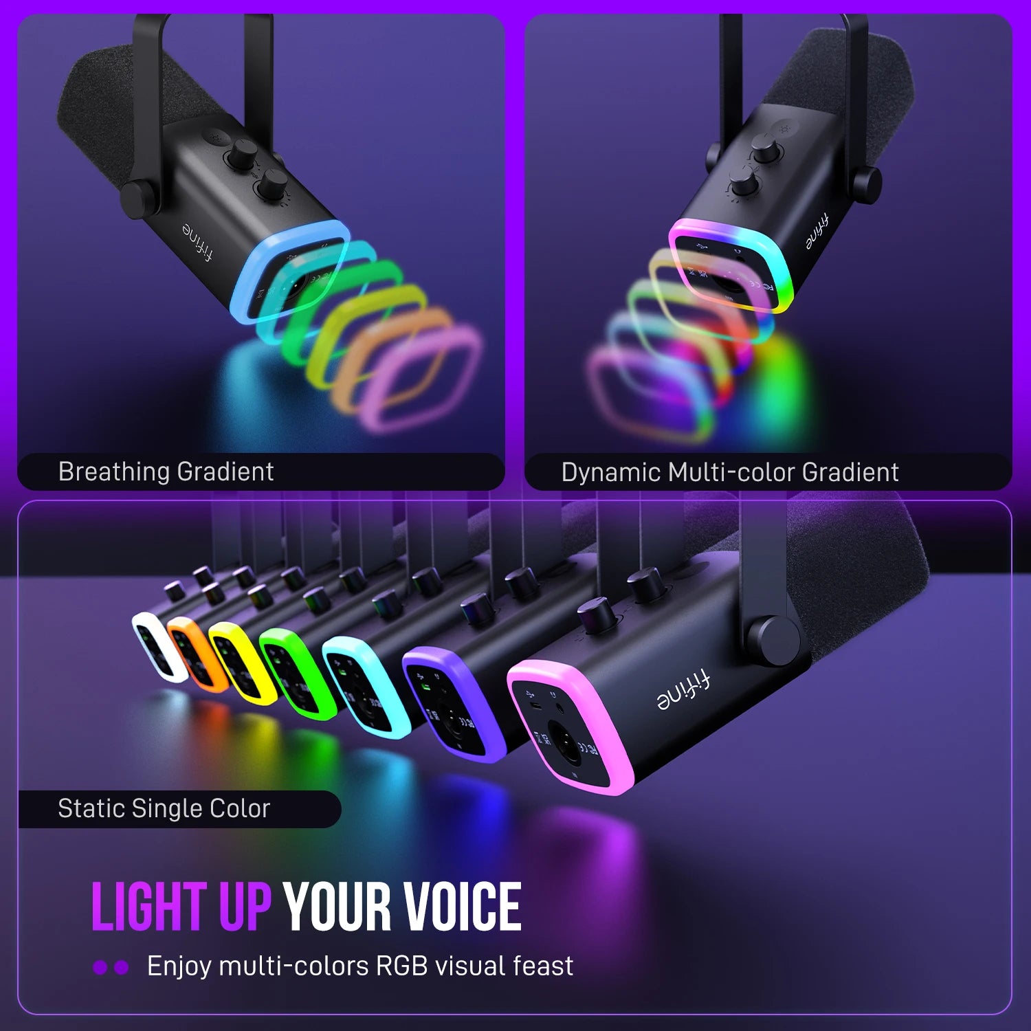 Dynamic Microphone with RGB Control/Headphone jack/Mute,MIC for PC Gaming Recording Streaming