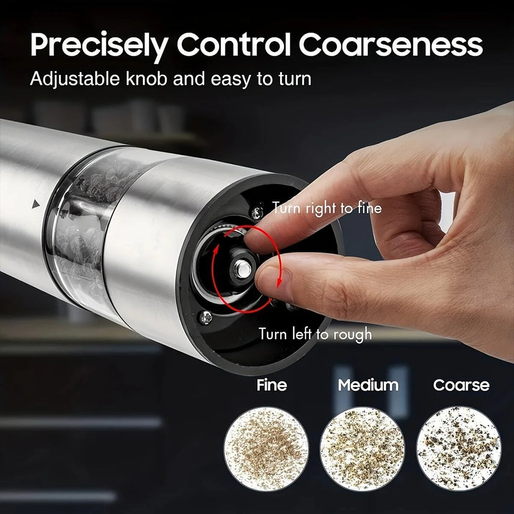 Stainless Steel Electric Pepper Grinder Spices Sea Salt Kitchen Outdoor Barbecue Seasoning Coarser Adjustment Cooking Tool