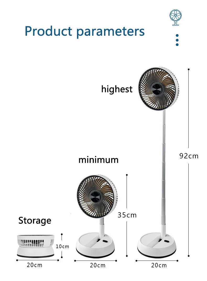 Portable Oscillating Standing Fan with Remote Controller Foldable