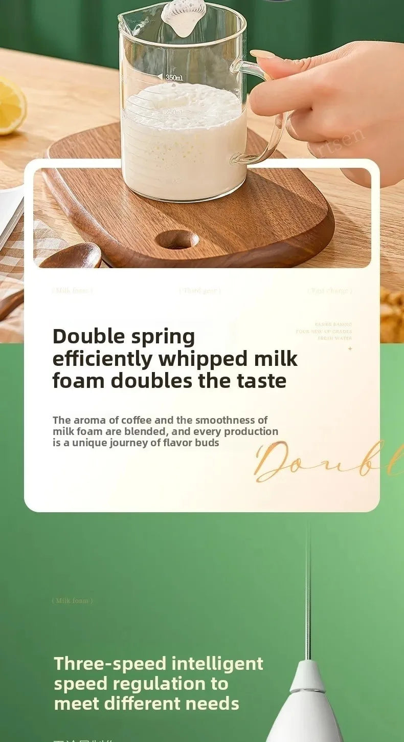 Wireless Milk Frother Electric Handheld Blender Stainless Steel Mini Coffee Maker Whisk Mixer For Coffee Cappuccino Cream