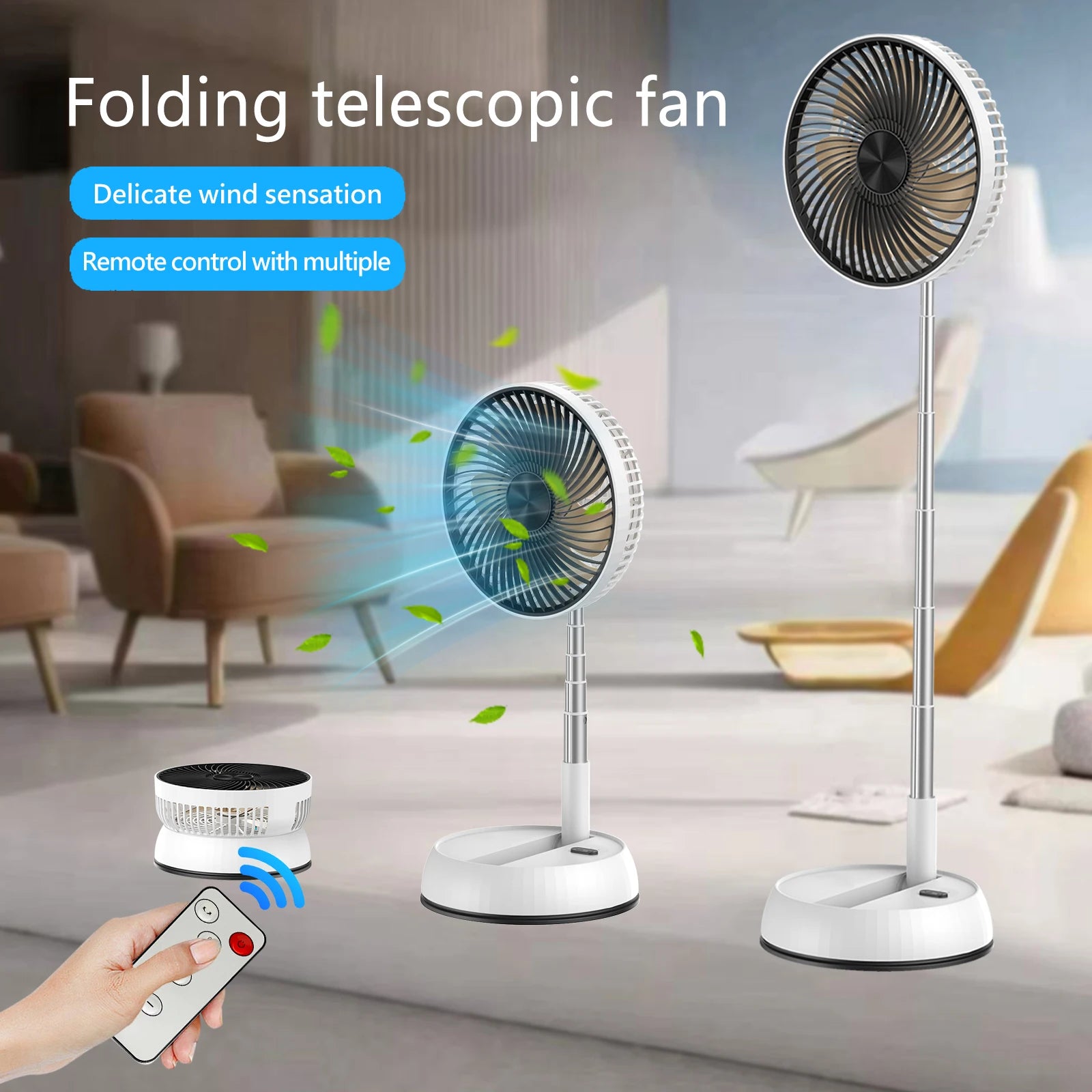 Portable Oscillating Standing Fan with Remote Controller Foldable