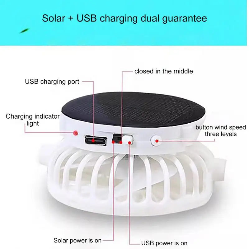 Sunhat with Solar Fan Outdoor Sun Protection Hat USB Rechargeable Fan