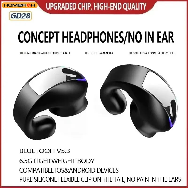 BT  Earphone Clip On Monaural Inear Motion Stereo Bone Conduction Gd28  Wireless Earphone Mini Monaural Tws