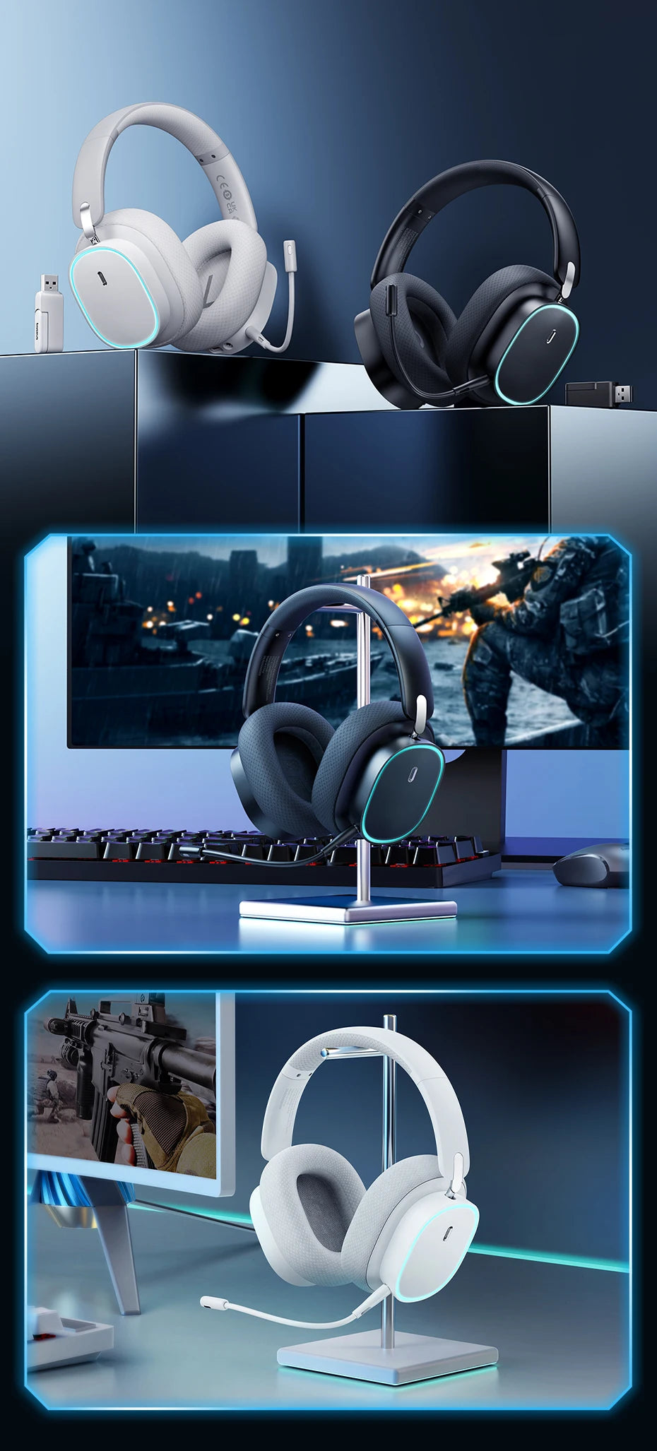 Gaming Wireless Headphone with Mic Over-Ear
