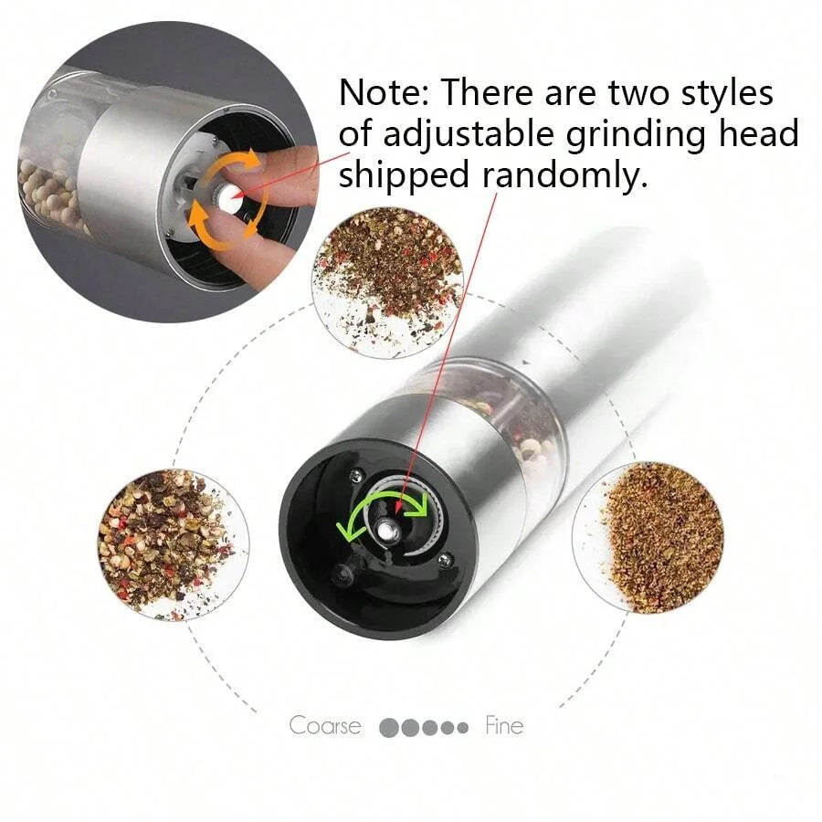 Stainless Steel Electric Pepper Grinder Spices Sea Salt Kitchen Outdoor Barbecue Seasoning Coarser Adjustment Cooking Tool