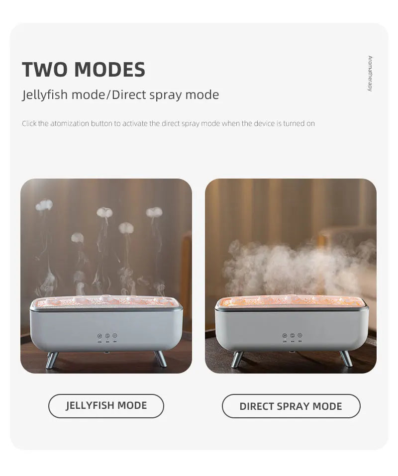 Simulated Volcanic Lava Humidifier with Color Lighting Aroma Diffuser Remote Control 5 Nozzles 2 Fog Modes Dancing Jellyfish
