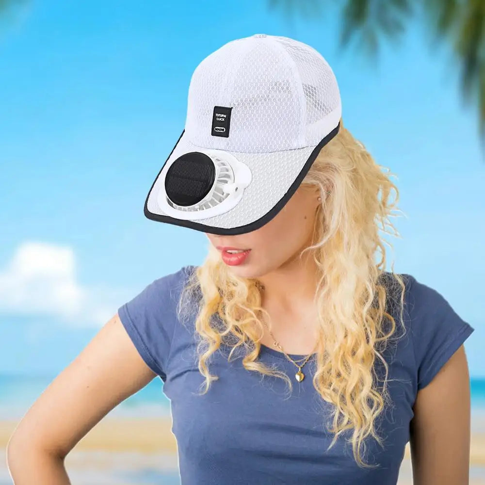 Sunhat with Solar Fan Outdoor Sun Protection Hat USB Rechargeable Fan
