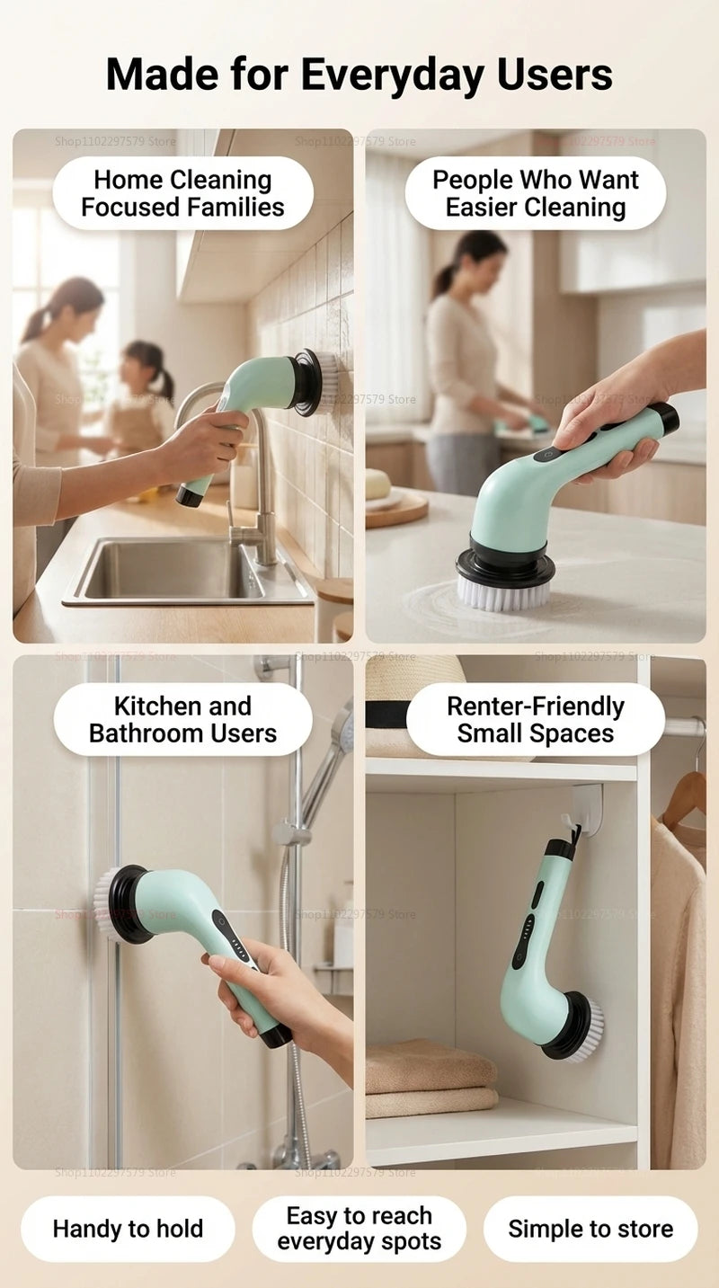 2026 Wireless Electric Cleaning Brush Multipurpose Rotating Cleaner for Bathroom Kitchen Windows Car Auto Household Dishwasher