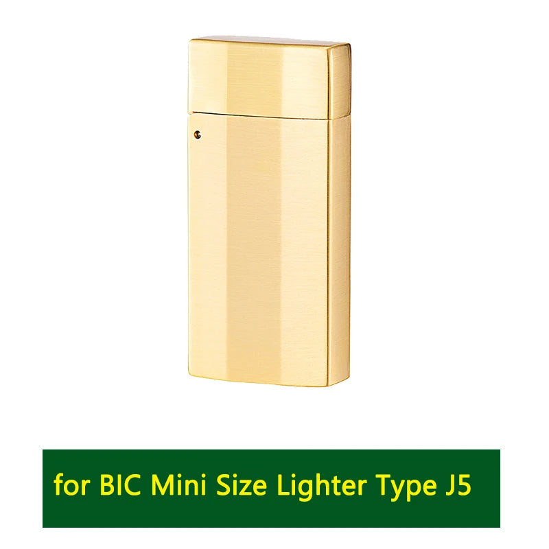 Metal Lighter Case Cover Holder Pouches for BIC Mini Size j5 Full j6 - Zinc Alloy Vintage Flip Case Protective Holder Accessory
