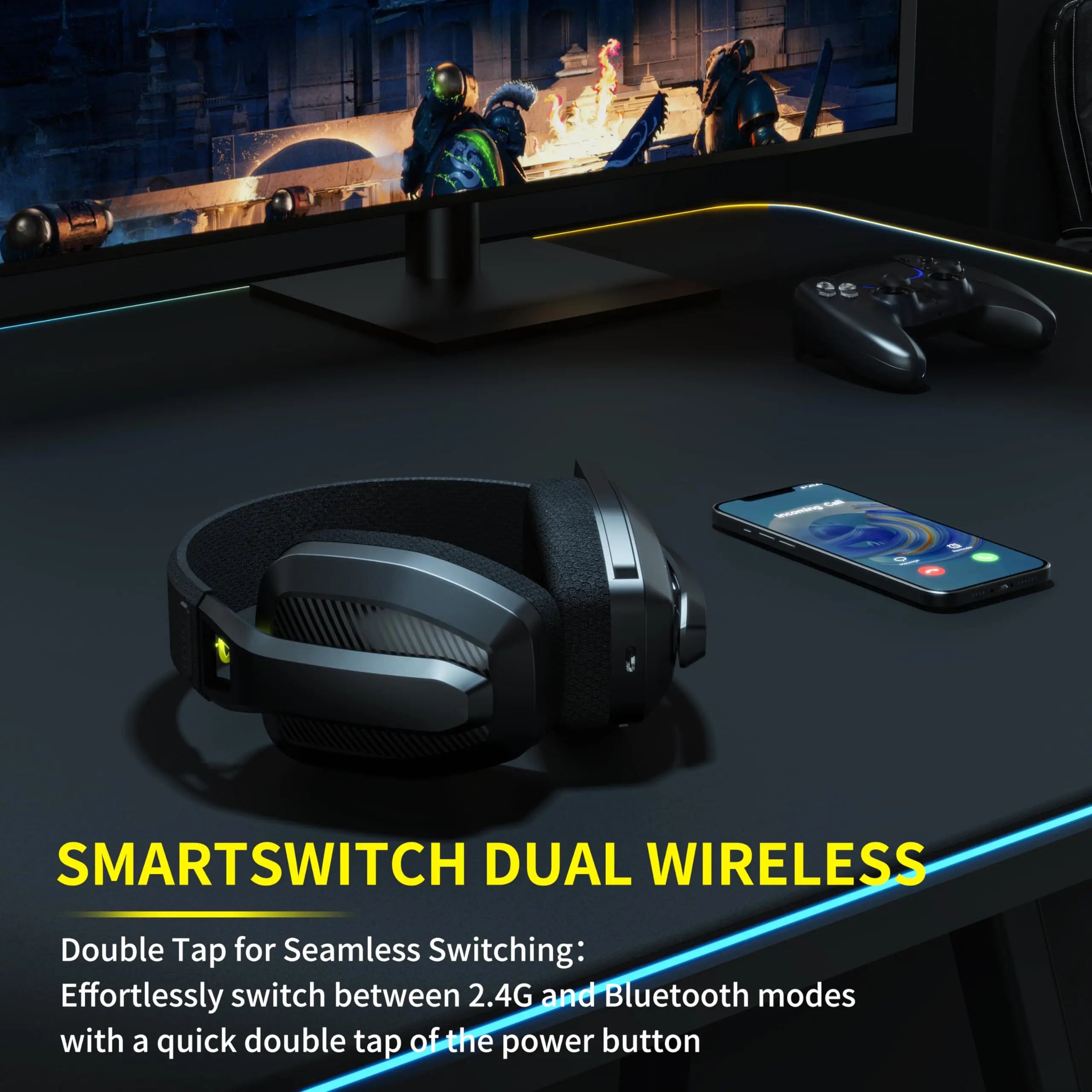 Wireless Gaming Headset with Mic for PS5 PS4 PC Mac Playstation Bluetooth Gaming Headset with Microphone