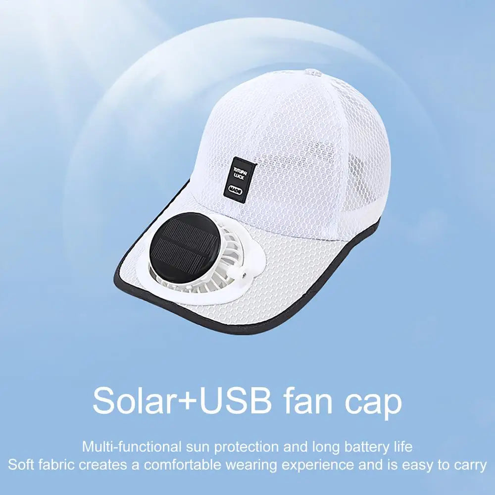 Sunhat with Solar Fan Outdoor Sun Protection Hat USB Rechargeable Fan