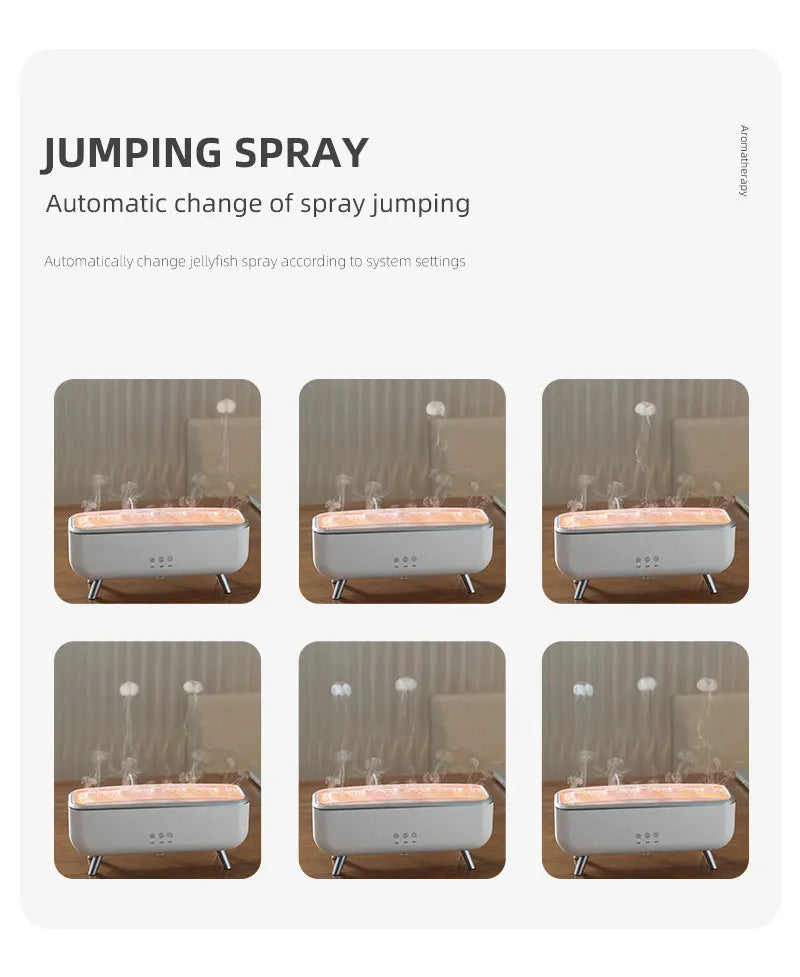 Simulated Volcanic Lava Humidifier with Color Lighting Aroma Diffuser Remote Control 5 Nozzles 2 Fog Modes Dancing Jellyfish