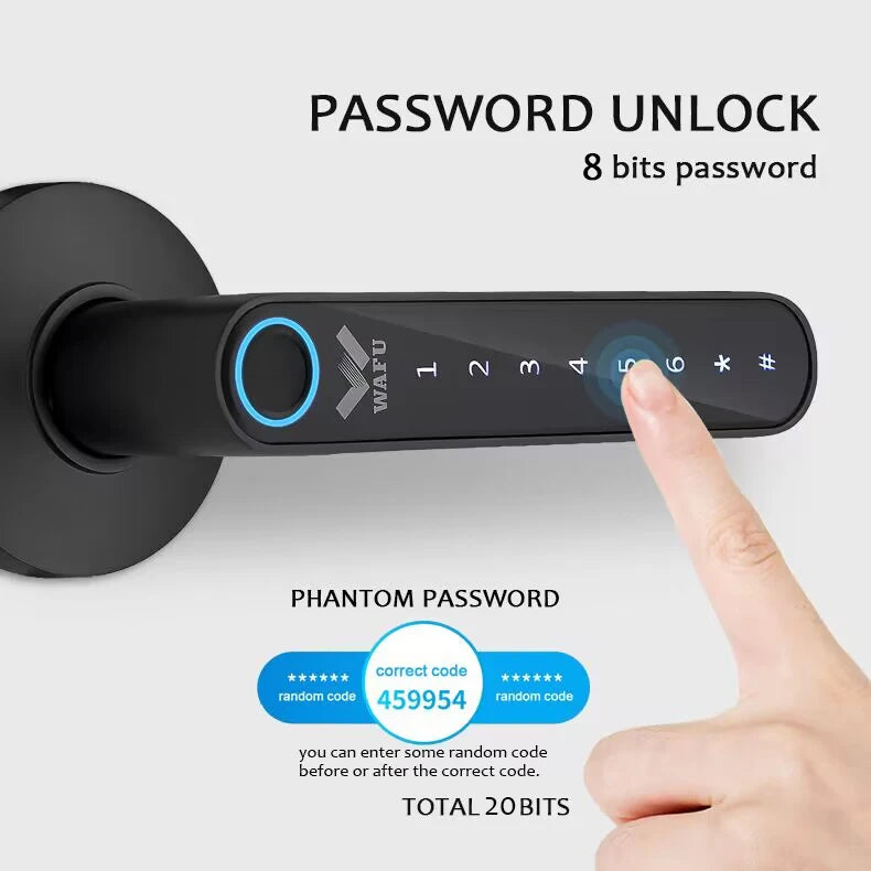 Phantom Password Fingerprint  Smart Management APP Handle  Door Lock for Home Office Hotel Multiple Unlocks way