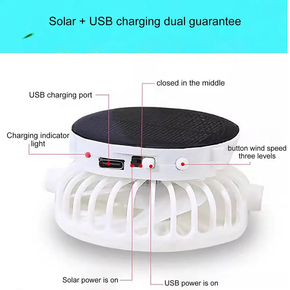 Sunhat with Solar Fan Outdoor Sun Protection Hat USB Rechargeable Fan