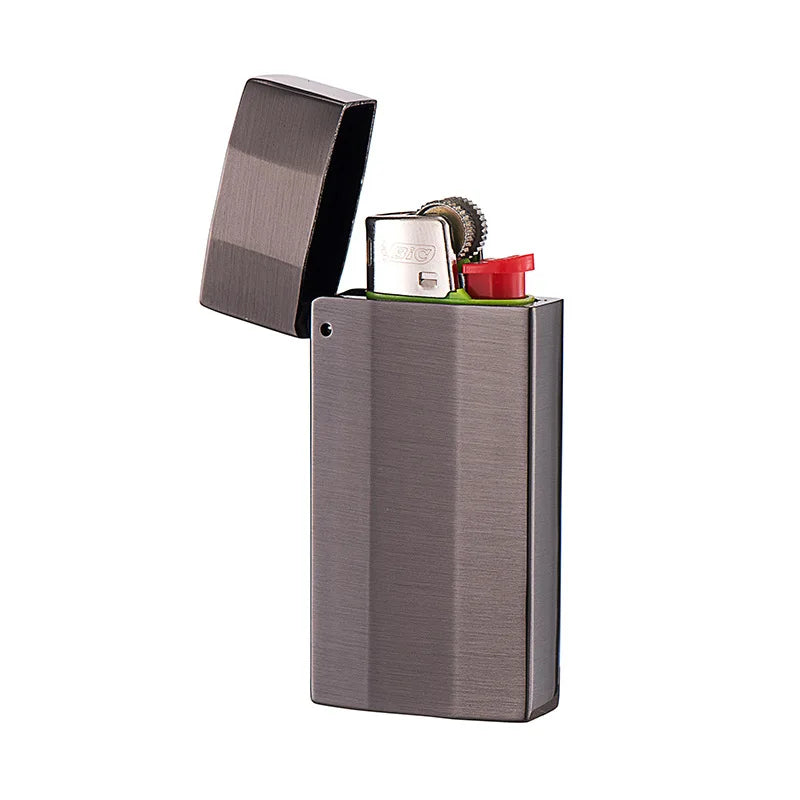 Metal Lighter Case Cover Holder Pouches for BIC Mini Size j5 Full j6 - Zinc Alloy Vintage Flip Case Protective Holder Accessory