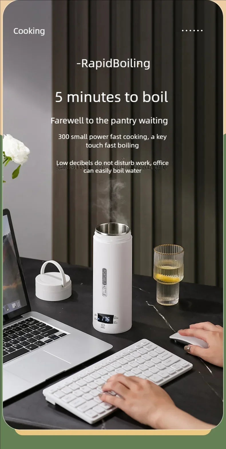 Electric Kettles Portable Tea Coffee Kettle Travel Boil Water Thermal Cup Anti-Scald Water Bottle