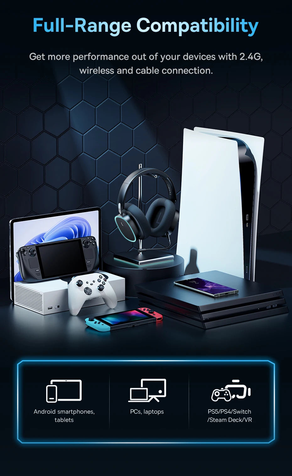 Gaming Wireless Headphone with Mic Over-Ear