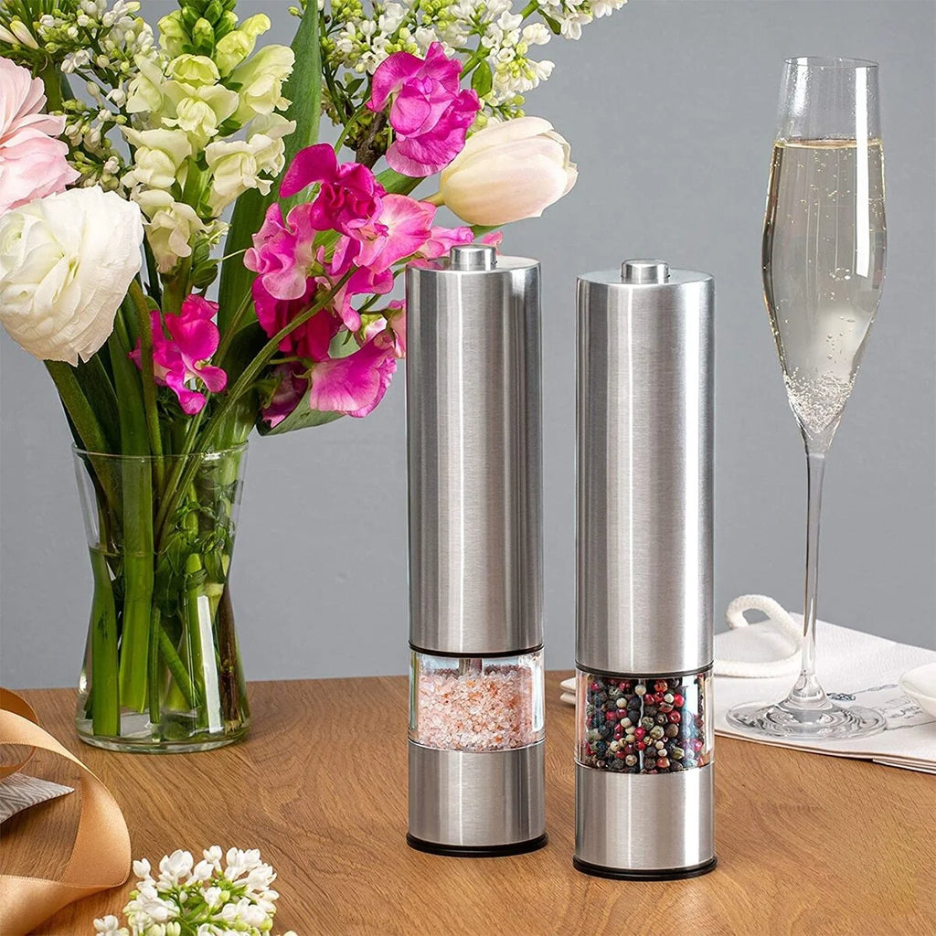 Stainless Steel Electric Pepper Grinder Spices Sea Salt Kitchen Outdoor Barbecue Seasoning Coarser Adjustment Cooking Tool