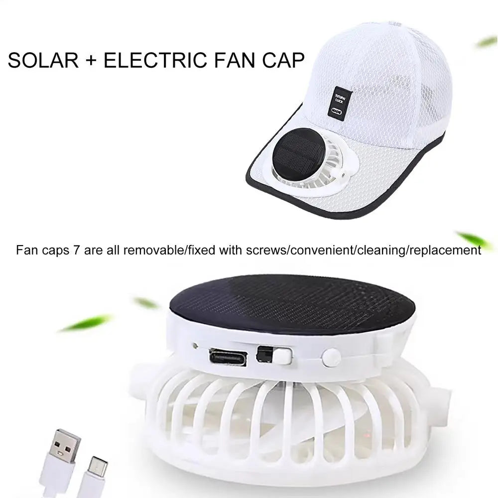 Sunhat with Solar Fan Outdoor Sun Protection Hat USB Rechargeable Fan