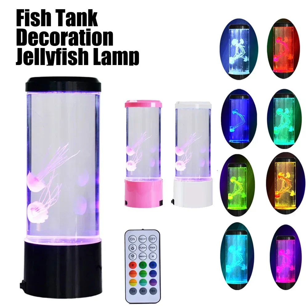 Jellyfish Lamp LED Remote Control Color Changing Aquarium Light With 8 Colors Home Decoration Lights Night