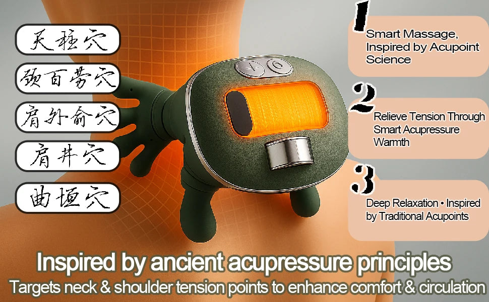 Bionic Finger Neck Shoulder Massager Wireless Neck Cervical Trapezius Kneading Massage Shawl Brushless Motor Neck massager