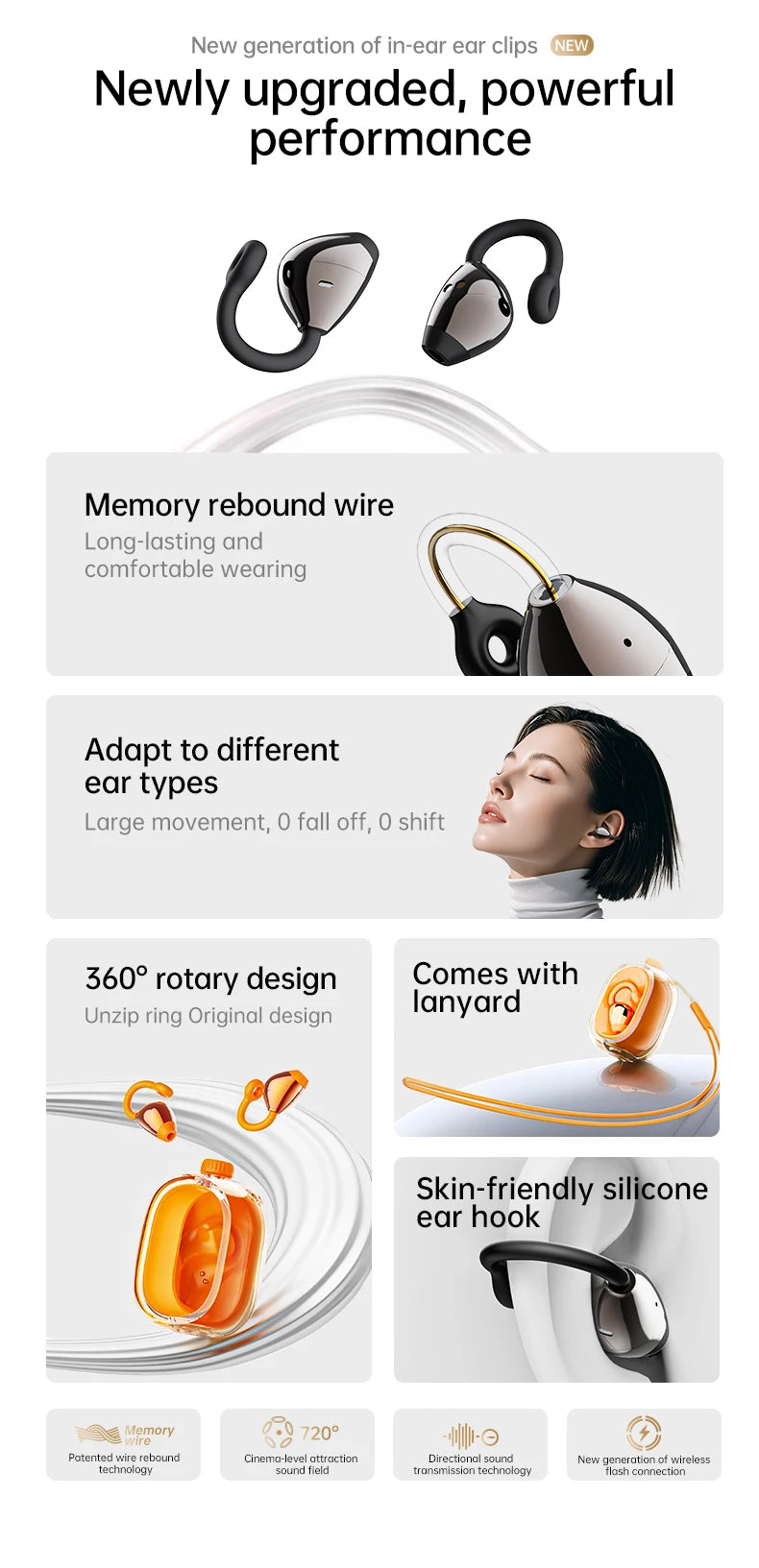 BT  Earphone Clip On Monaural Inear Motion Stereo Bone Conduction Gd28  Wireless Earphone Mini Monaural Tws