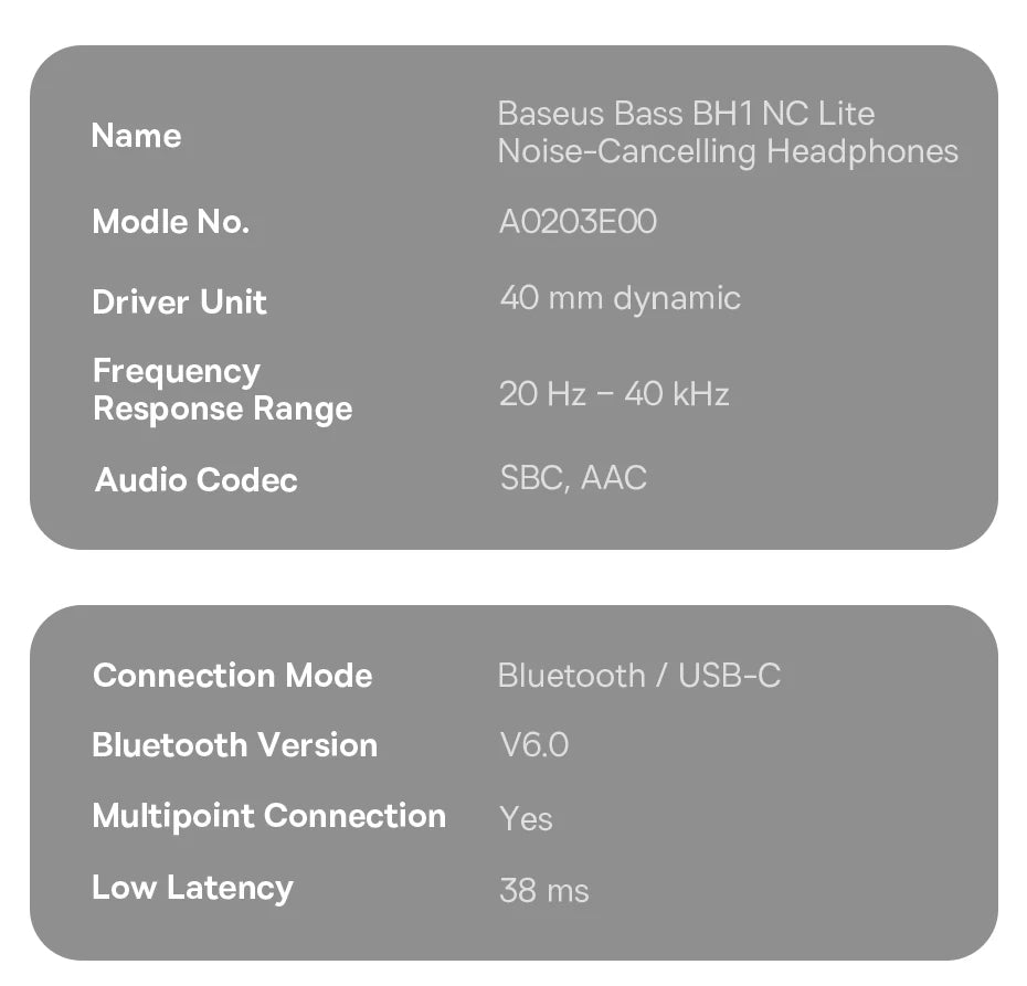 Wireless Headphones Bluetooth 6.0 Noise Canceling