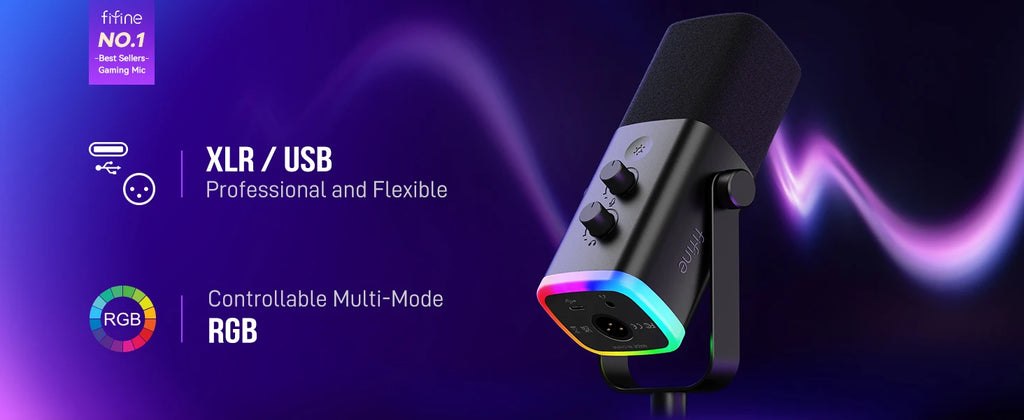 Dynamic Microphone with RGB Control/Headphone jack/Mute,MIC for PC Gaming Recording Streaming
