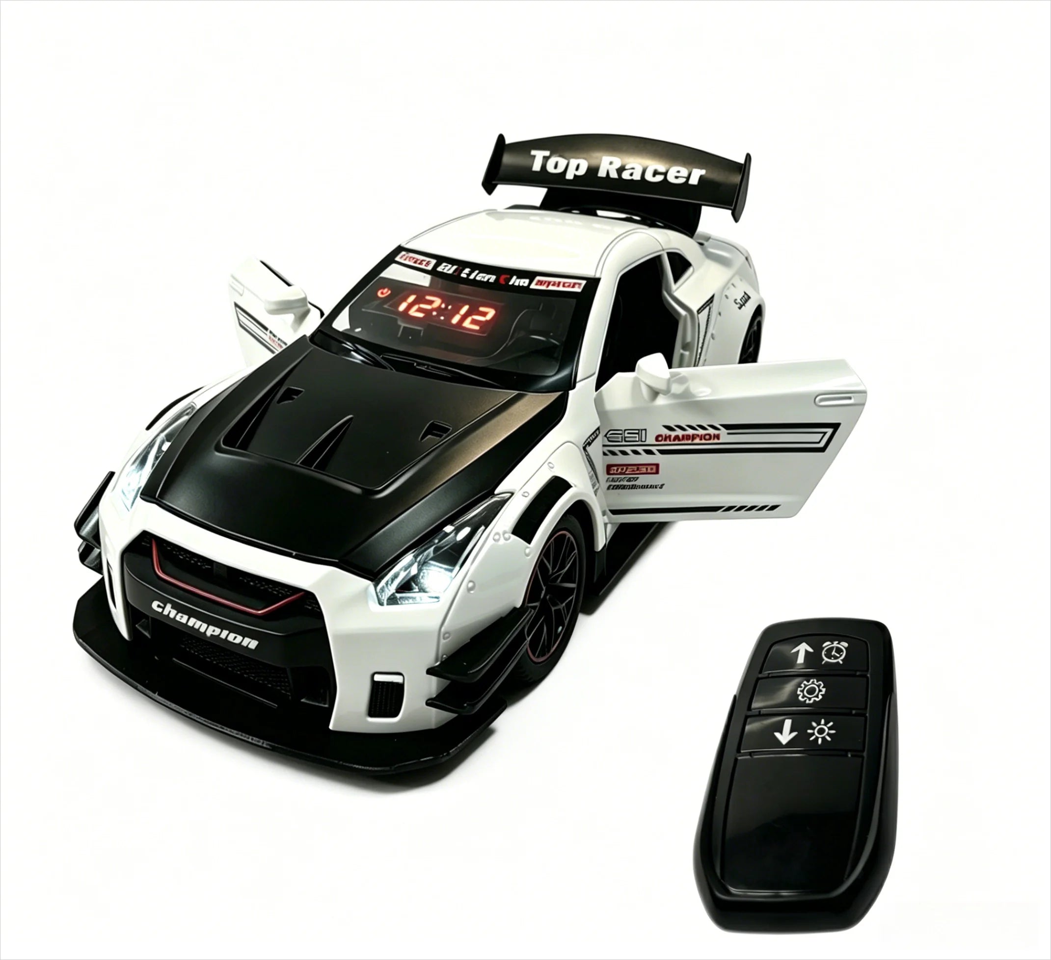 Multifunctional Super Car ALARM Clock with Dynamic Effects High Definition Crystal LED Screen Built-in Engine Sounds