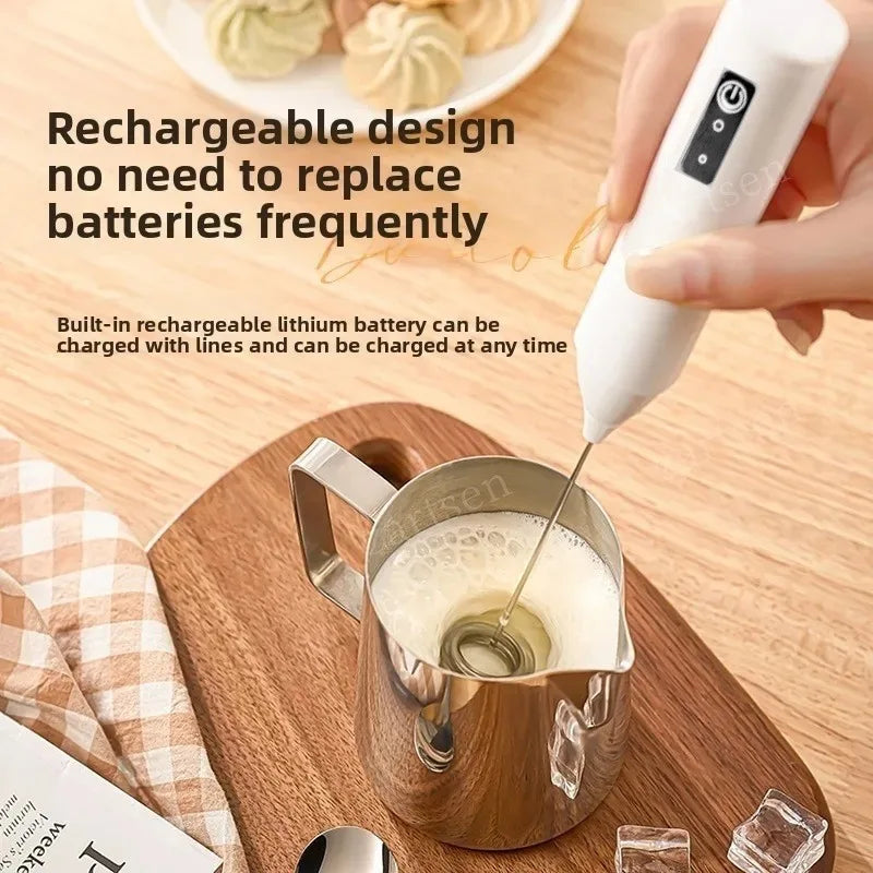 Wireless Milk Frother Electric Handheld Blender Stainless Steel Mini Coffee Maker Whisk Mixer For Coffee Cappuccino Cream