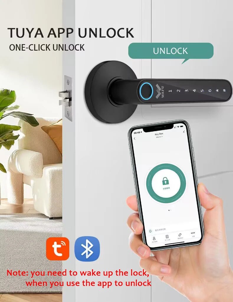 Phantom Password Fingerprint  Smart Management APP Handle  Door Lock for Home Office Hotel Multiple Unlocks way