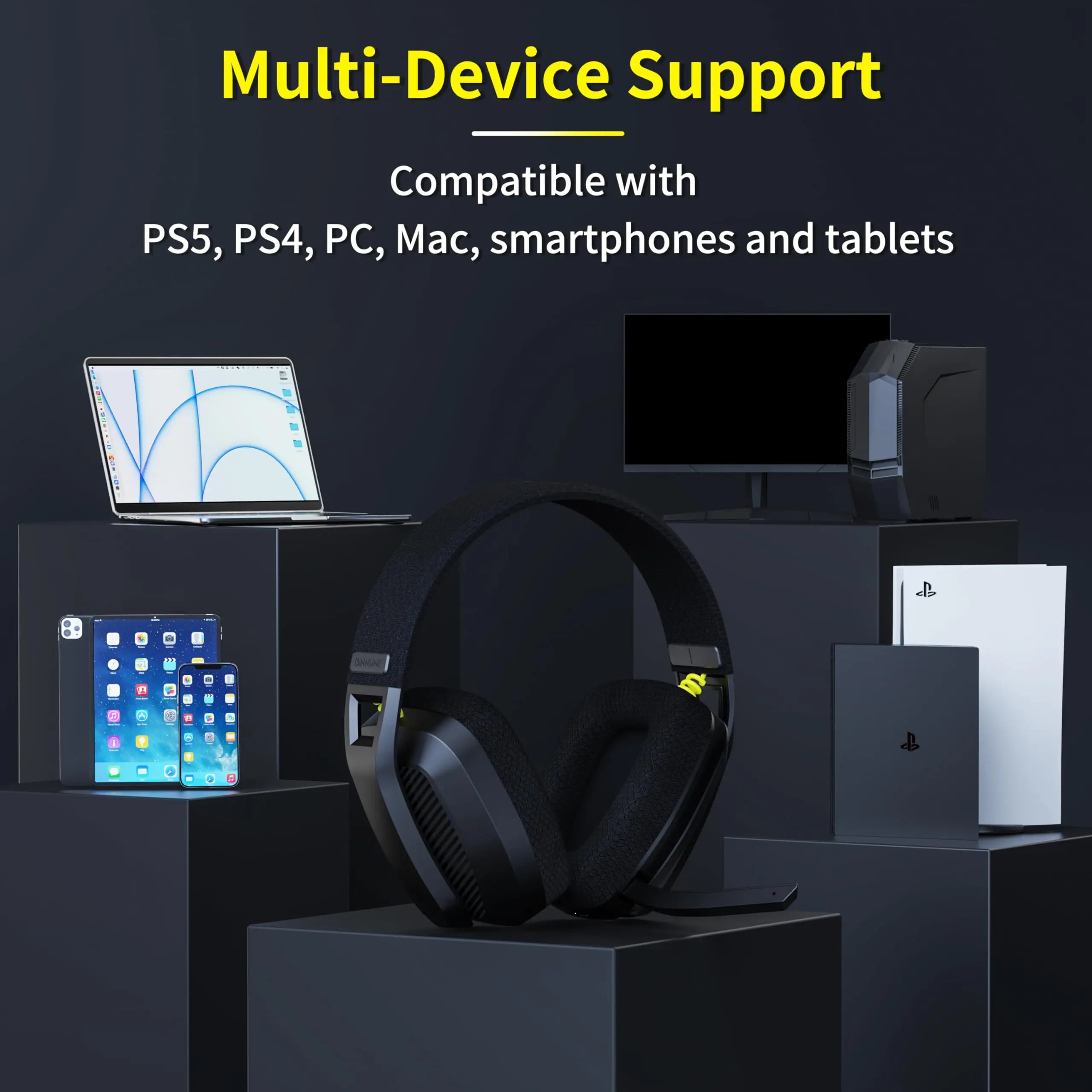 Wireless Gaming Headset with Mic for PS5 PS4 PC Mac Playstation Bluetooth Gaming Headset with Microphone