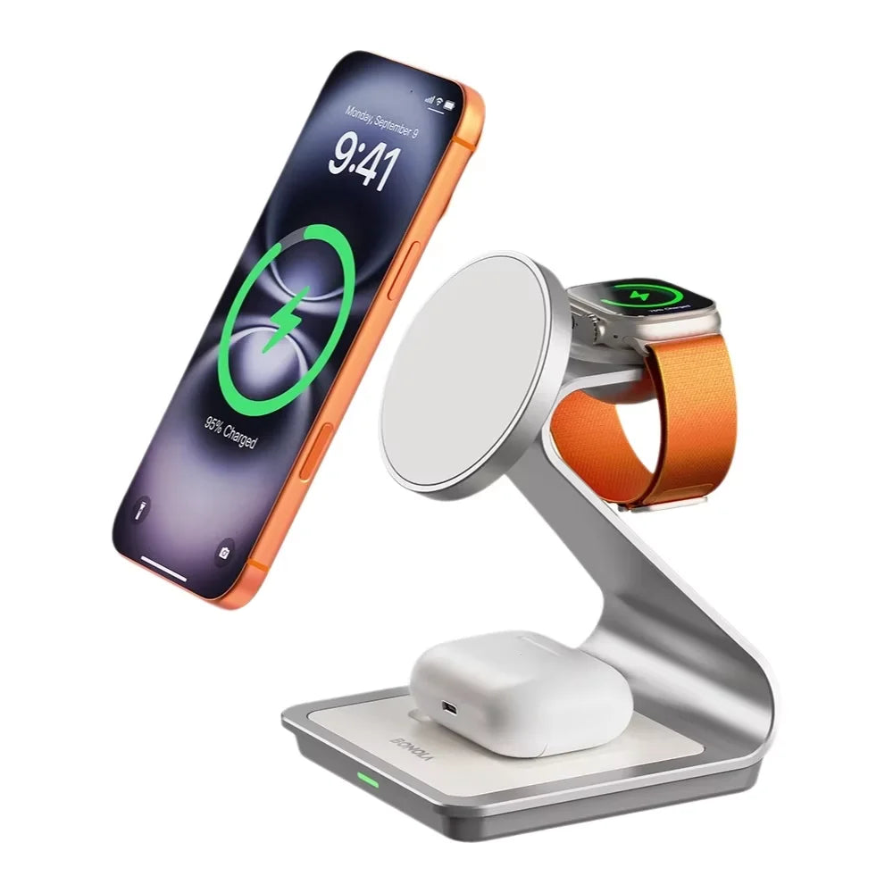 Magnetic 3 in 1 Wireless Charger for iPhone 17/16/15/13/14/12 30W Wireless Charging Station for Apple Watch/AirPods Pro