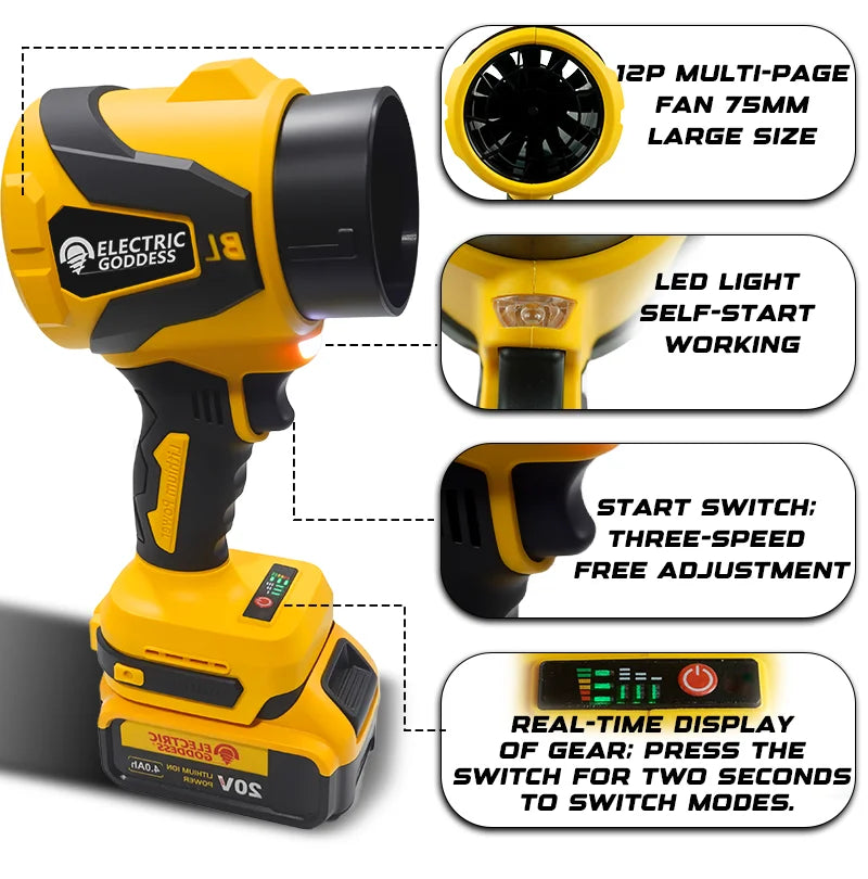 Electric Air Blower Leaf Fan Handheld Super Strong Wind Jet Blower