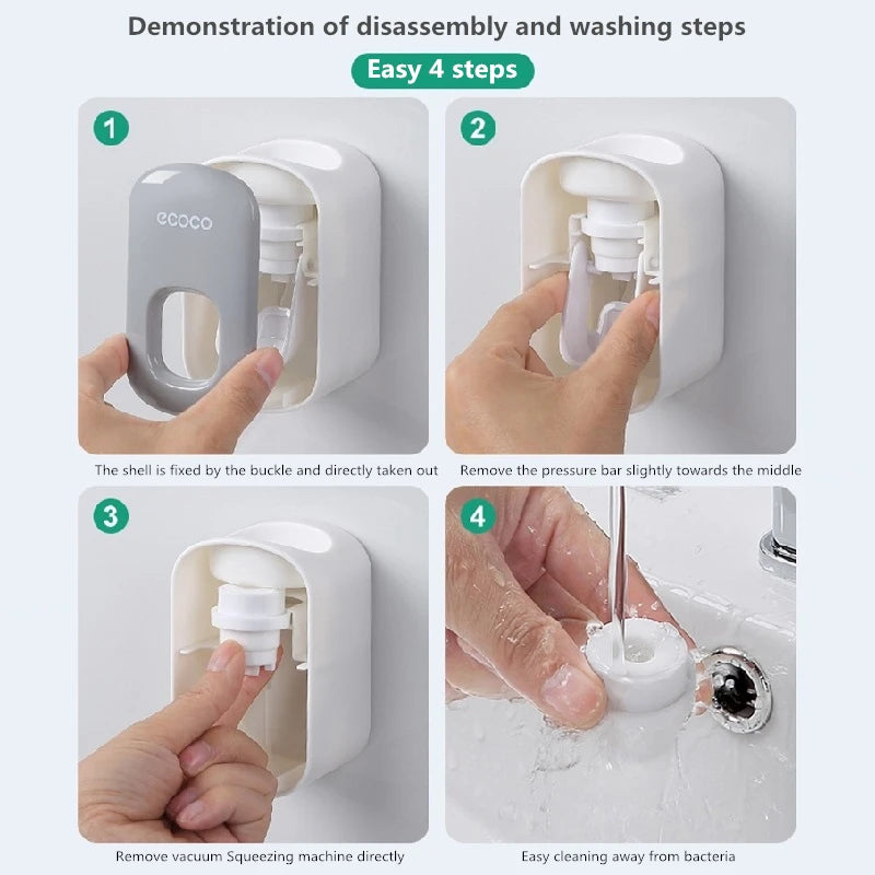 Automatic Toothpaste Dispenser Toothpaste Tooth Dust-proof Toothbrush Holder Wall Mount Stand Bathroom Accessories Set