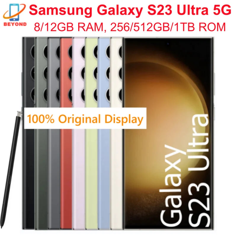 Samsung Galaxy S23 Ultra 5G S918U S918U1 S918B S918N S9180 6.8" 256/512GB/1TB 8/12GB Snapdragon NFC Original Android Cell Phone